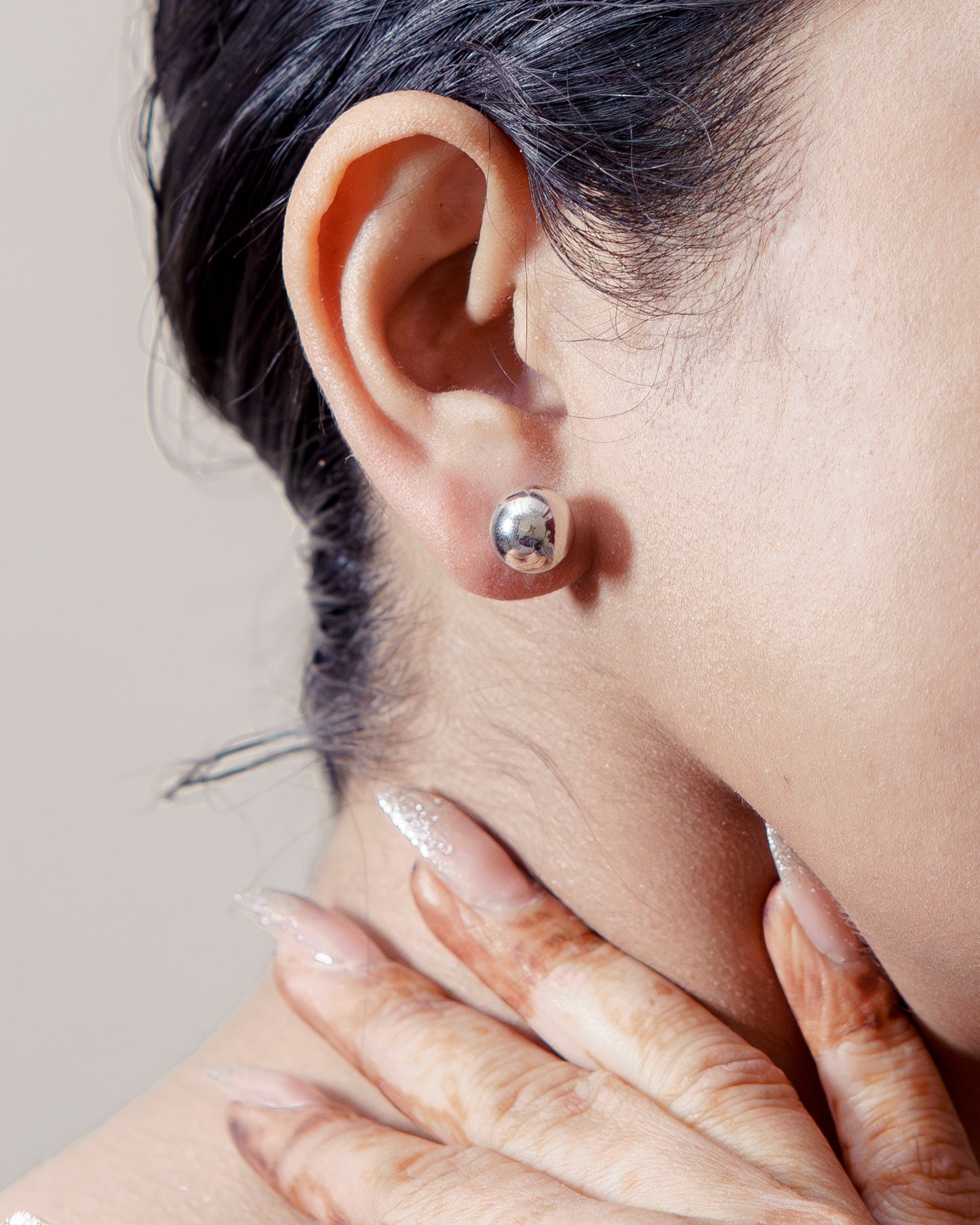 Round Ball Earrings 10 mm in 925 Sterling Silver