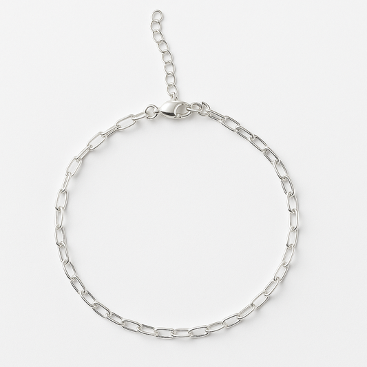 Classic Link Design Anklet  in  9"+1" inch 925 Sterling Silver