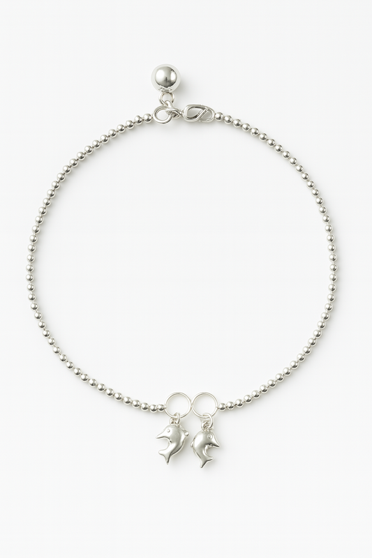 Dolphin Anklet in 10"inch 925 Sterling Silver