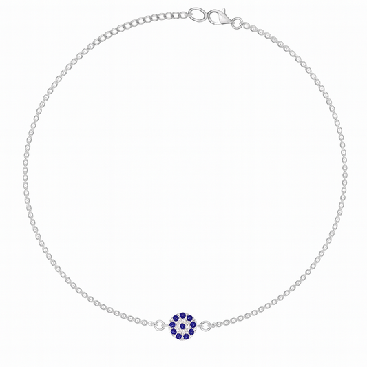 Evil Eye Blue Stone Anklet – 925 Sterling Silver 24 cm + 3.81 cm Adjustable