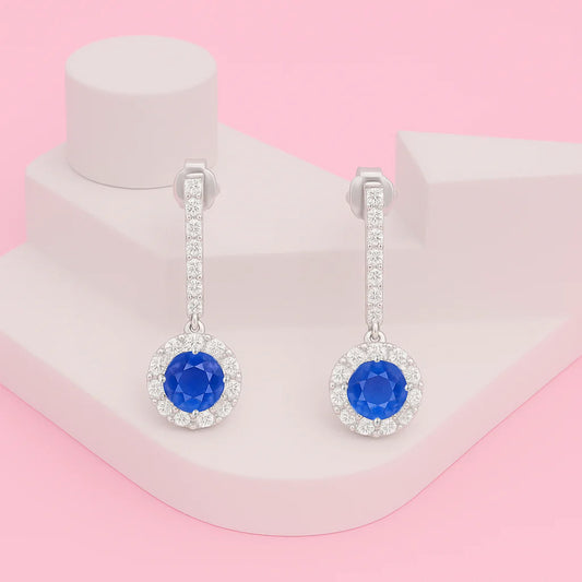 Cubic Zircon Drop Earrings In 925 Sterling Silver