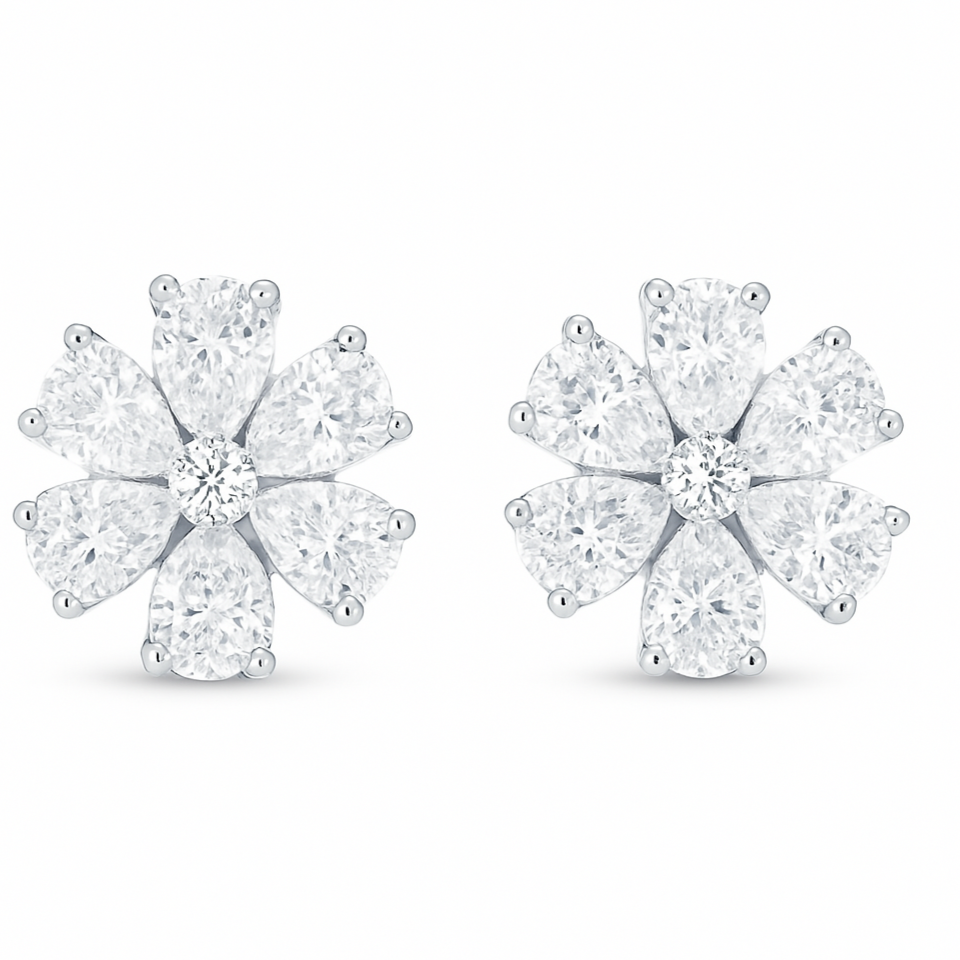 Sparkling Floral Studs Earrings