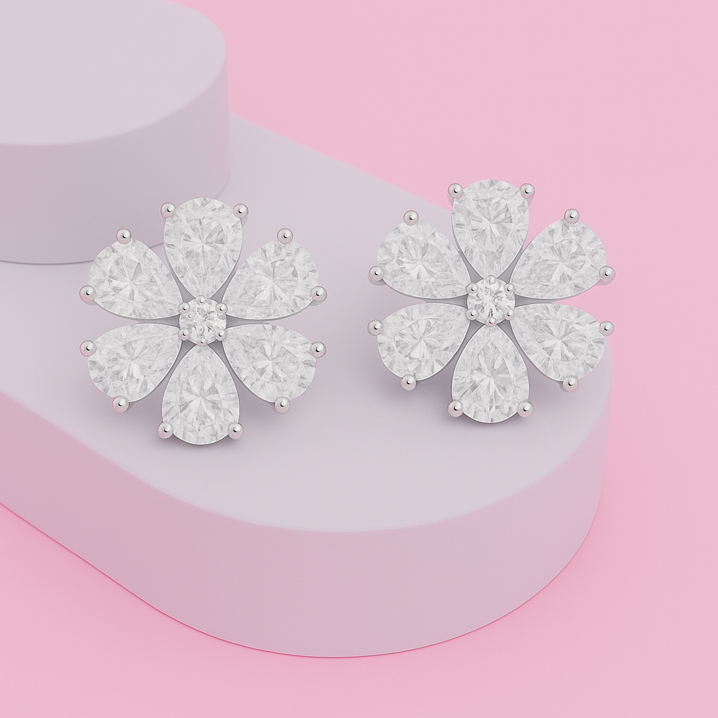 Sparkling Floral Studs Earrings