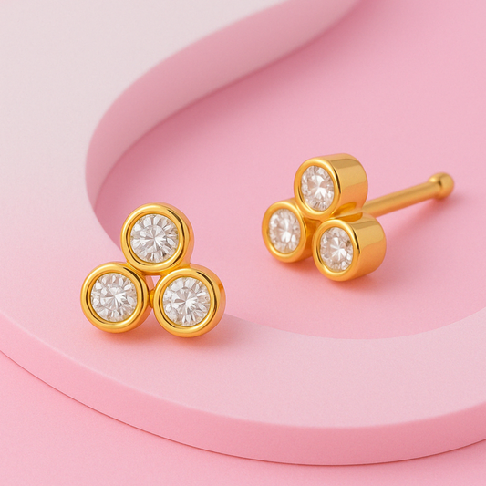 Triple Sparkle Stud Earrings