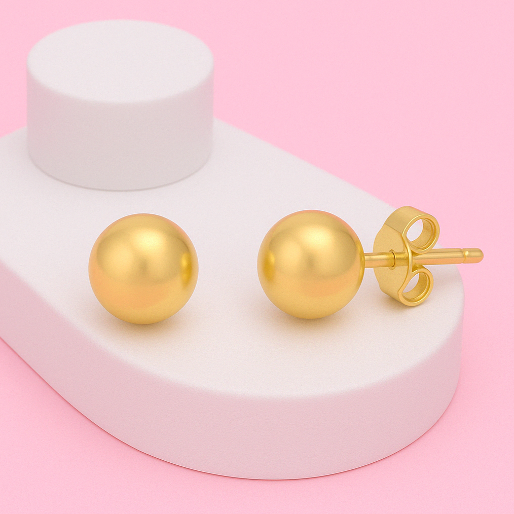 Round Ball Earrings 10 mm in 925 Sterling Silver