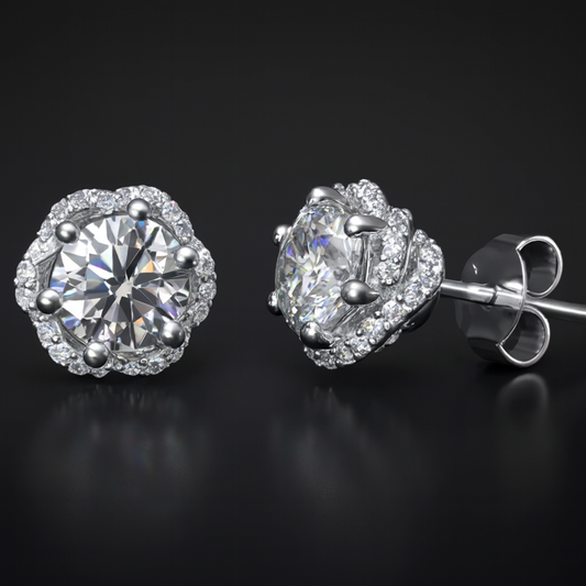 925 Sterling Silver Designer Pave Flower Zircon Earring