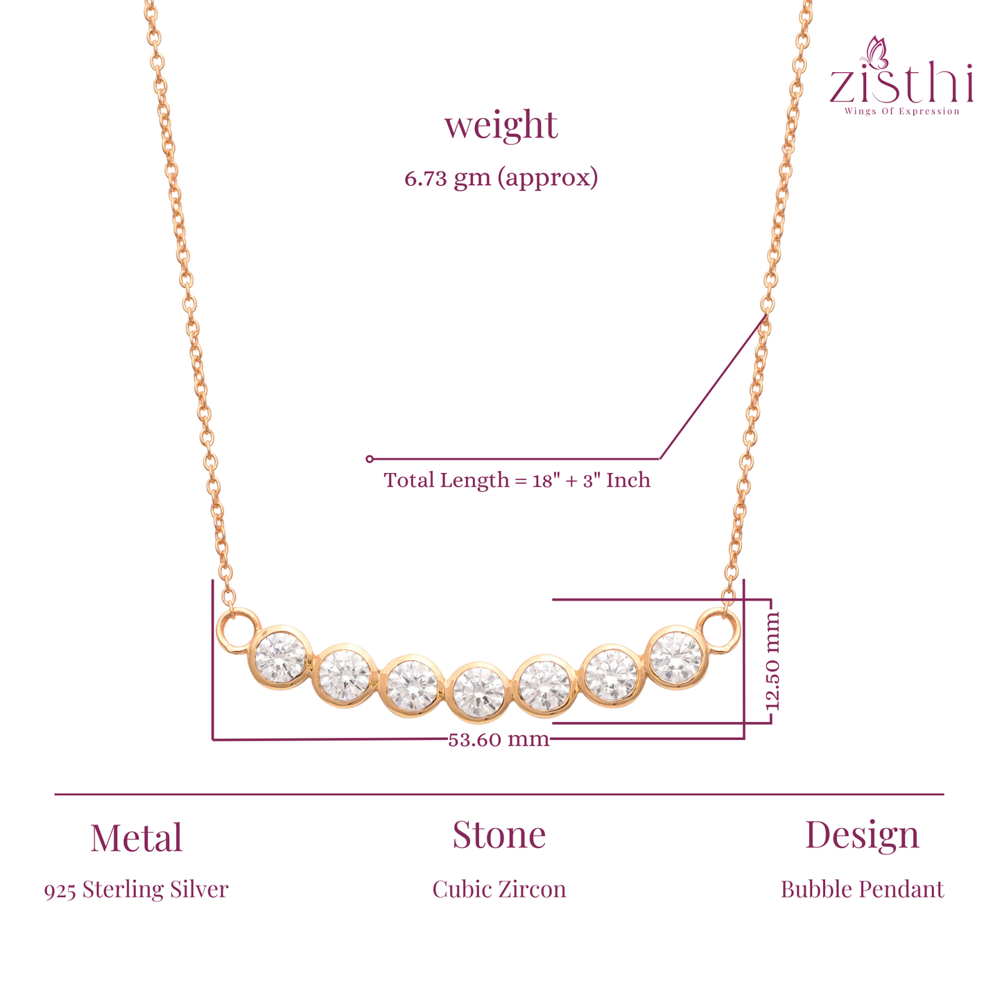 Elegant Bubble Design Necklace, 18+3" inch