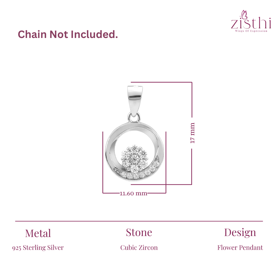 Cubic Zircon Flower Pendant
