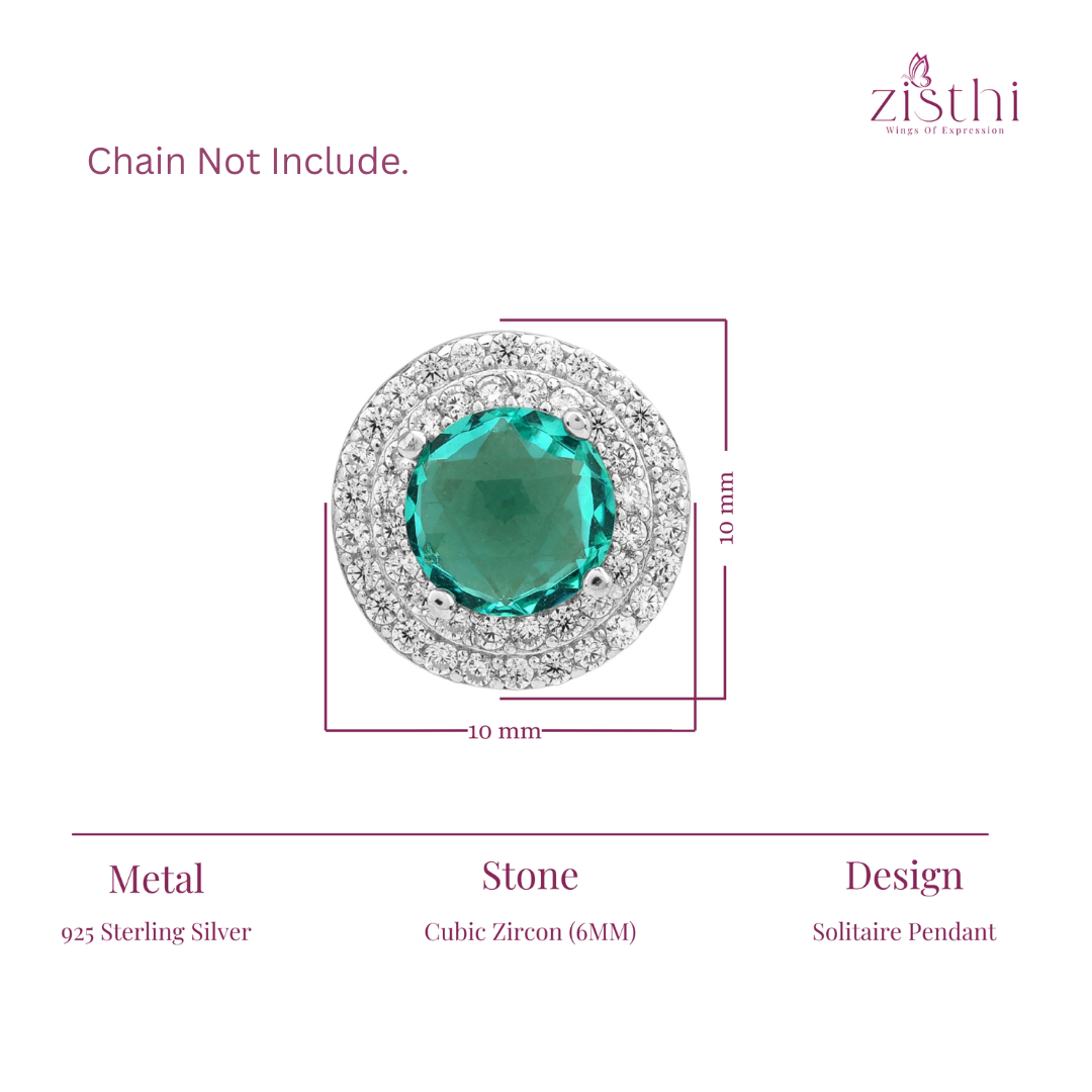 Simulated Diamond Paraiba Tourmaline Double Halo Pendant