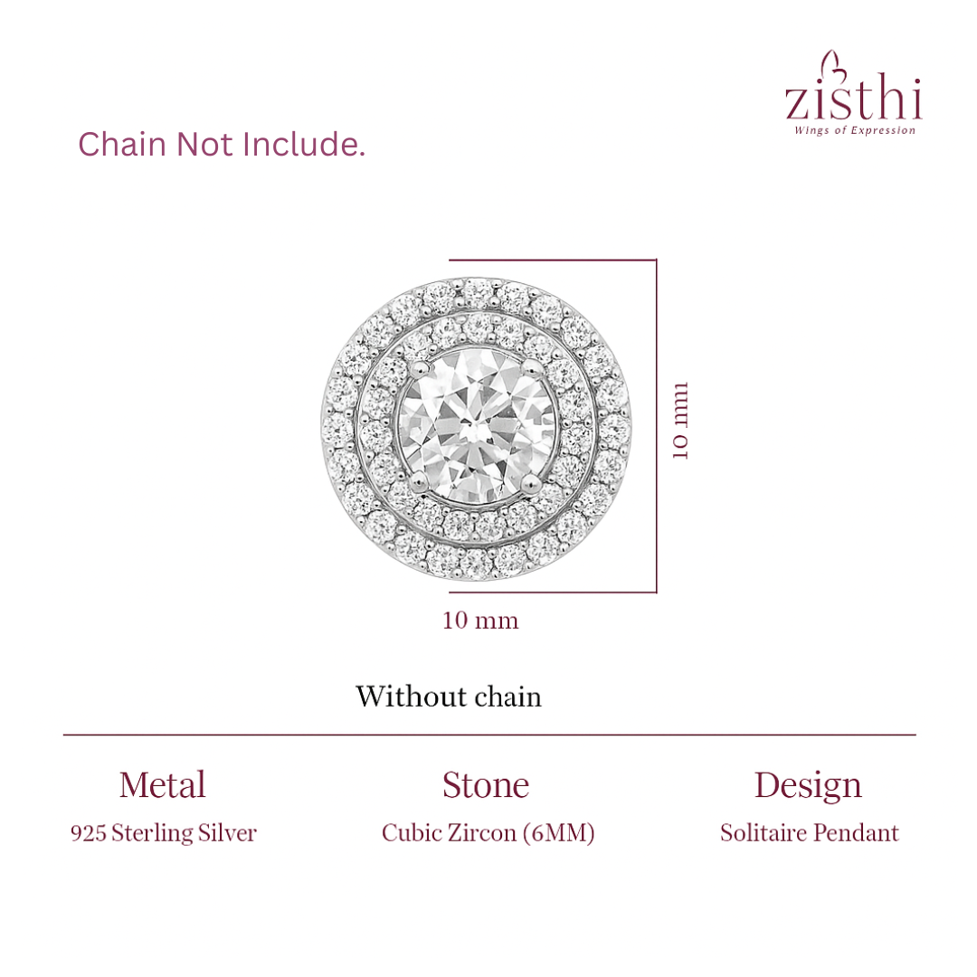 Simulated Diamond Double Halo Pendant