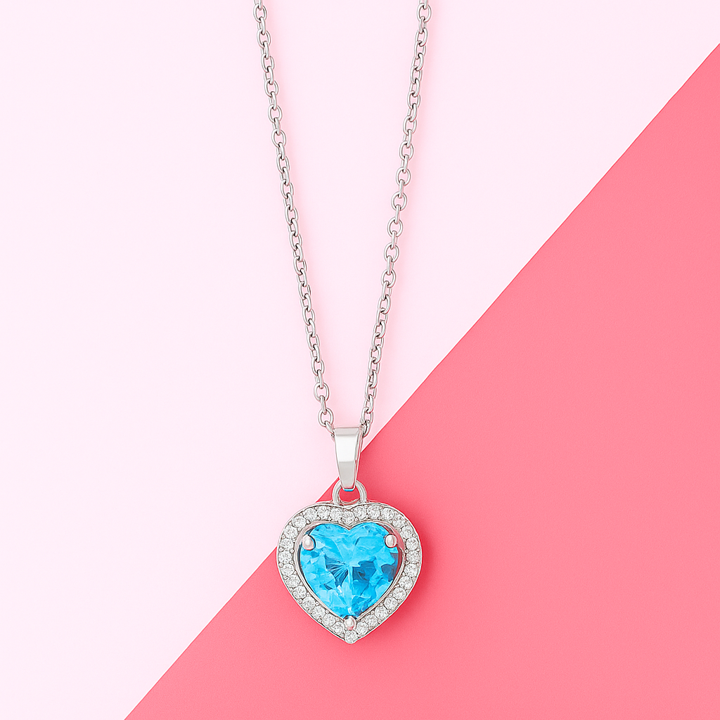Heart of Ocean Blue Pendant Necklace