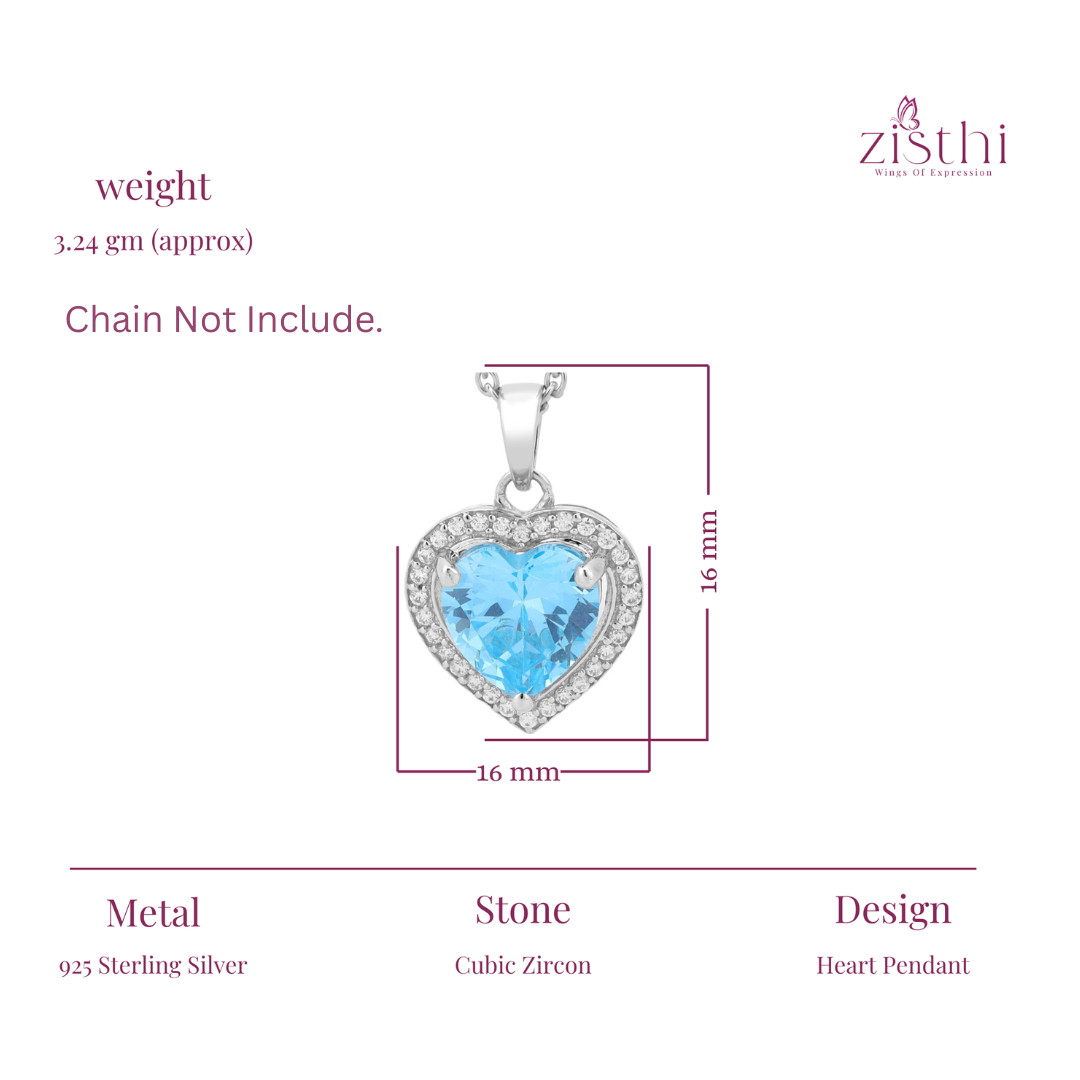 Heart of Ocean Blue Pendant Necklace