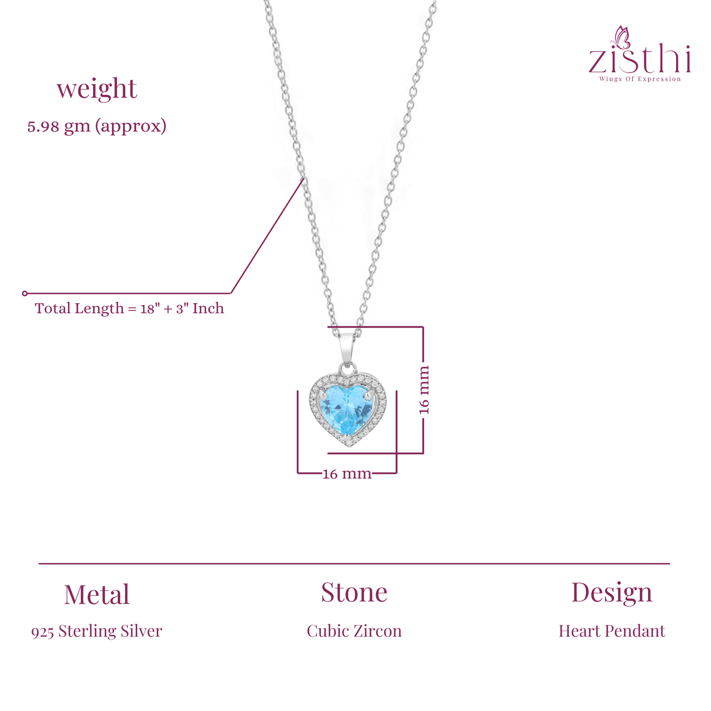 Heart of Ocean Blue Pendant Necklace