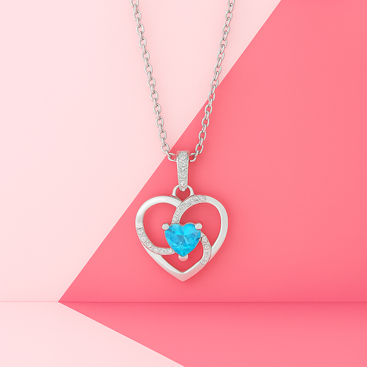 Heart-Shaped Pendant & Necklace In 925 Sterling Silver