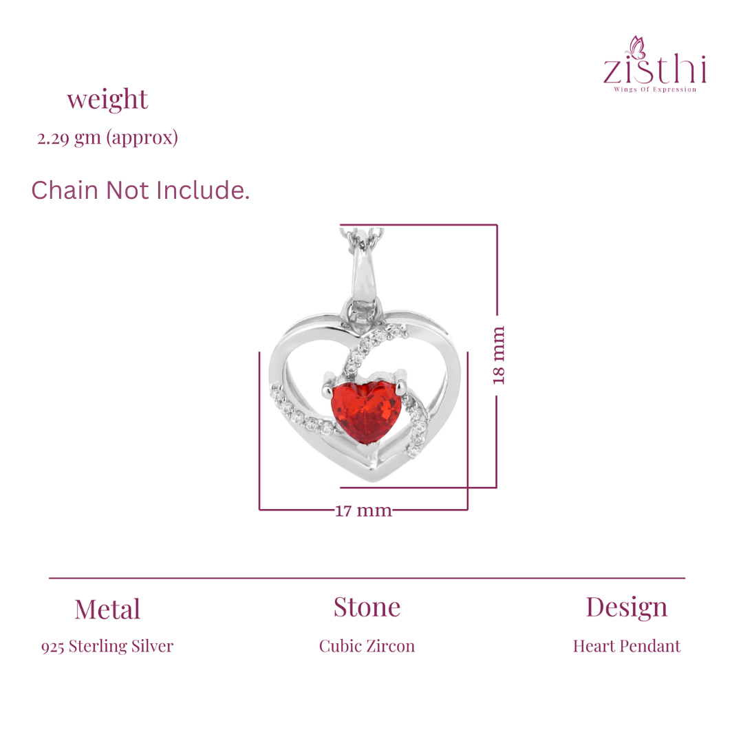Heart-Shaped Pendant & Necklace In 925 Sterling Silver