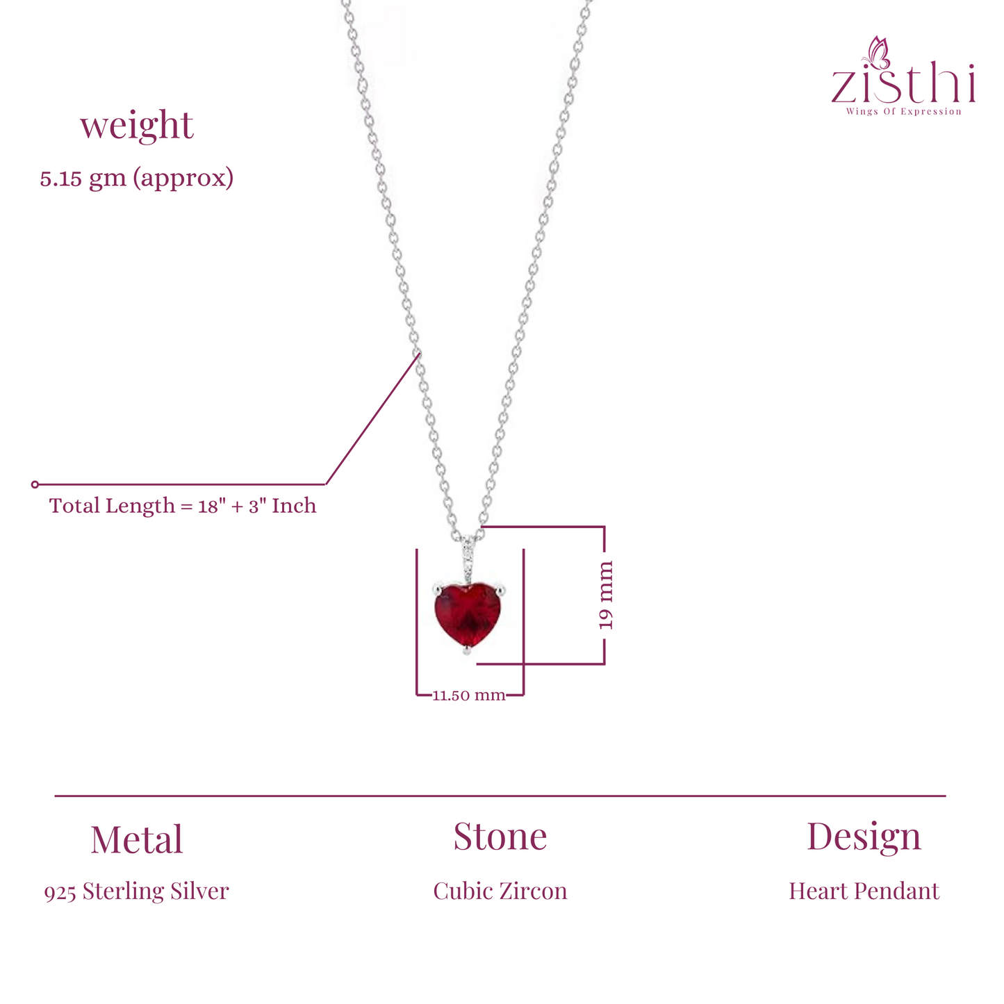 Heart Necklace Pendant 925 Sterling Silver