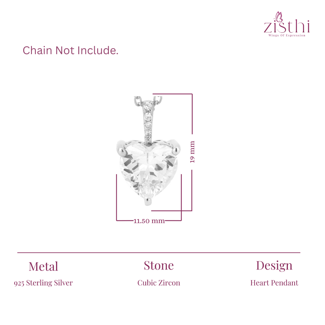 Heart Necklace Pendant 925 Sterling Silver