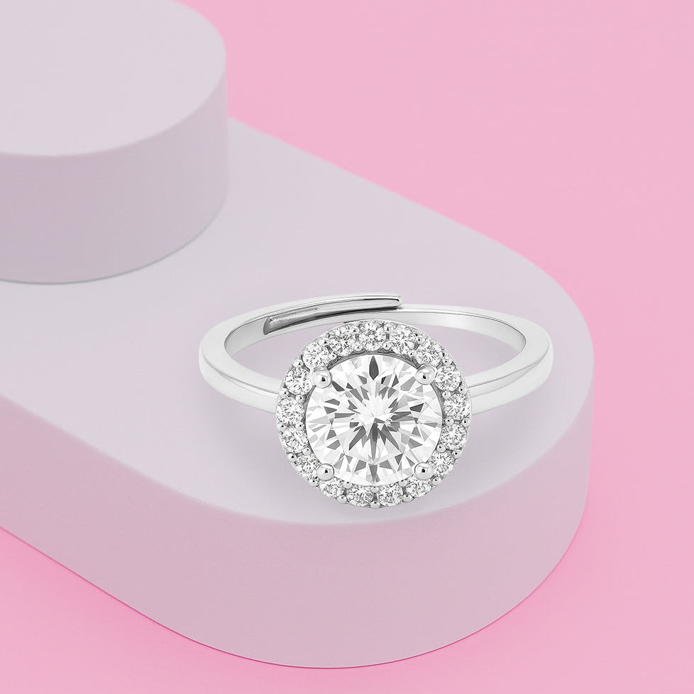 Adjustable Sparkle Halo Ring