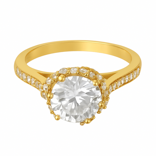 925 Sterling Silver Designer Pave Flower Zircon Ring