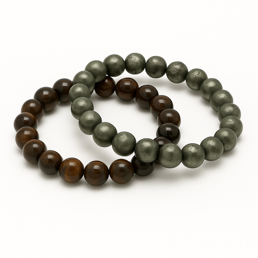 Boost confidence, courage, and career growth with Red Tiger Eye, while Pyrite enriches your life with wealth, protection, and self-assurance