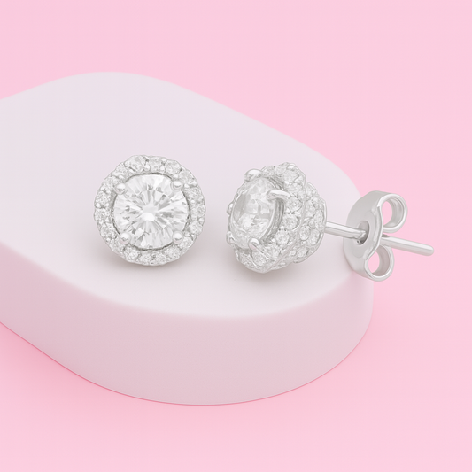 925 Sterling Silver Designer Pave Flower Zircon Earring