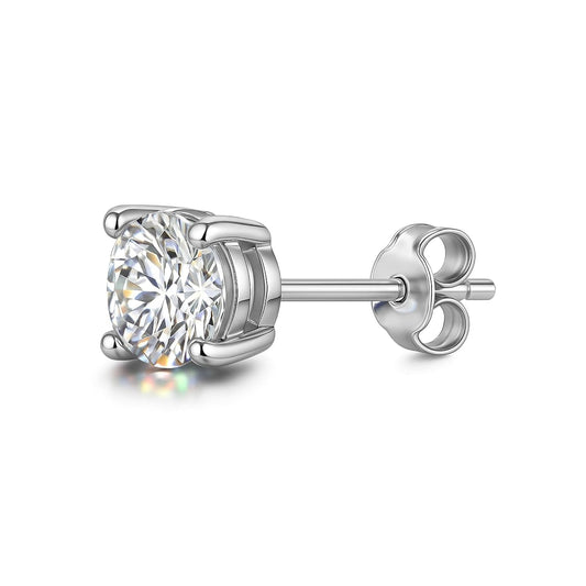 925 Silver Men's Round Solitaire Stud Earring