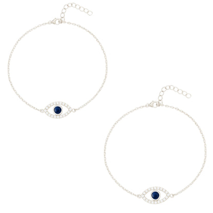 Evil Eye Anklet 925 Sterling Silver 24 cm + 3.81 cm Adjustable