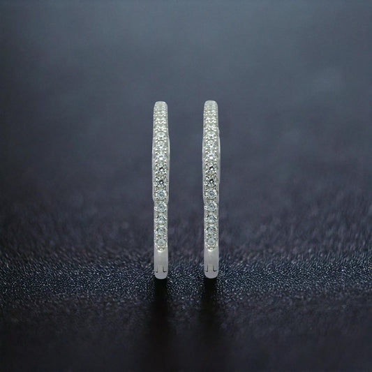 Silver Zircon Sparkling Big Hoop Earring 40MM