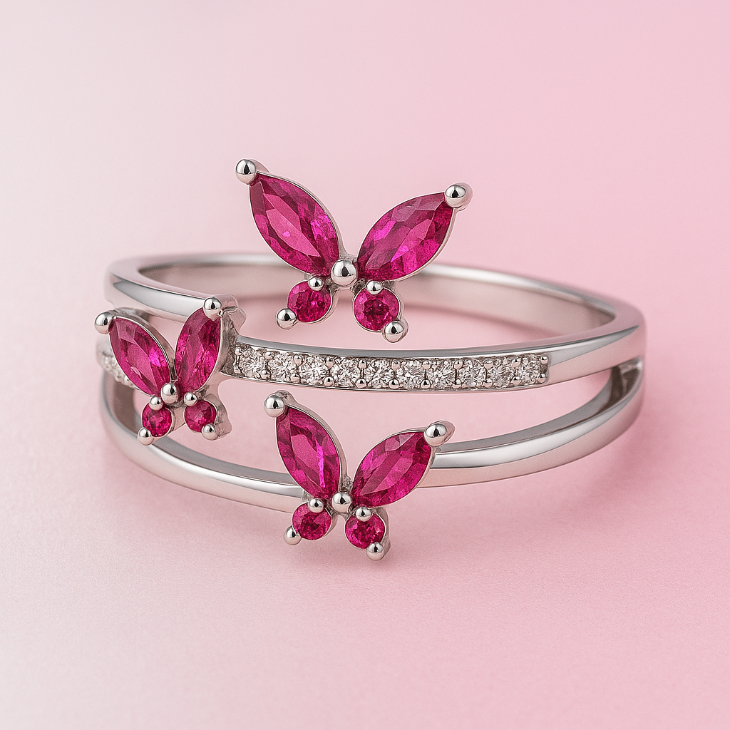 Trinity Bloom Butterfly Ring