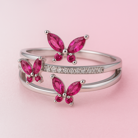 Trinity Bloom Butterfly Ring