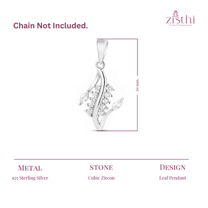 Leaf Design Silver Pendant