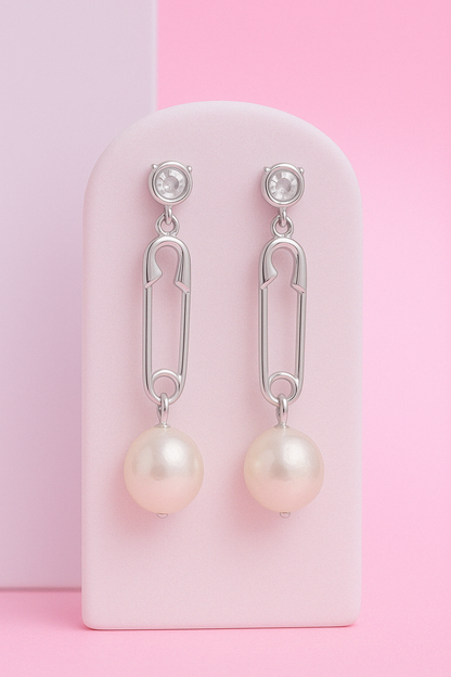 Silver Pearl Drop Earring