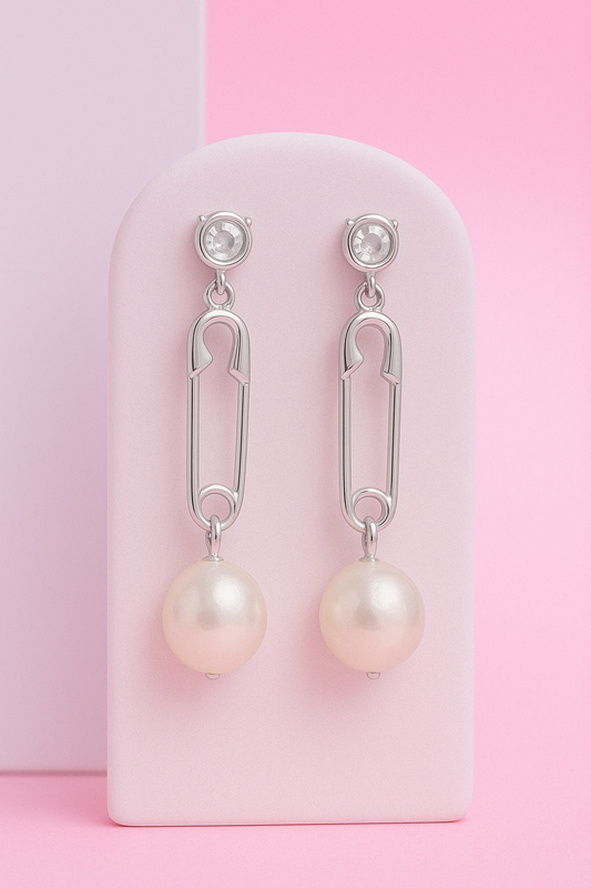 Silver Pearl Drop Earring