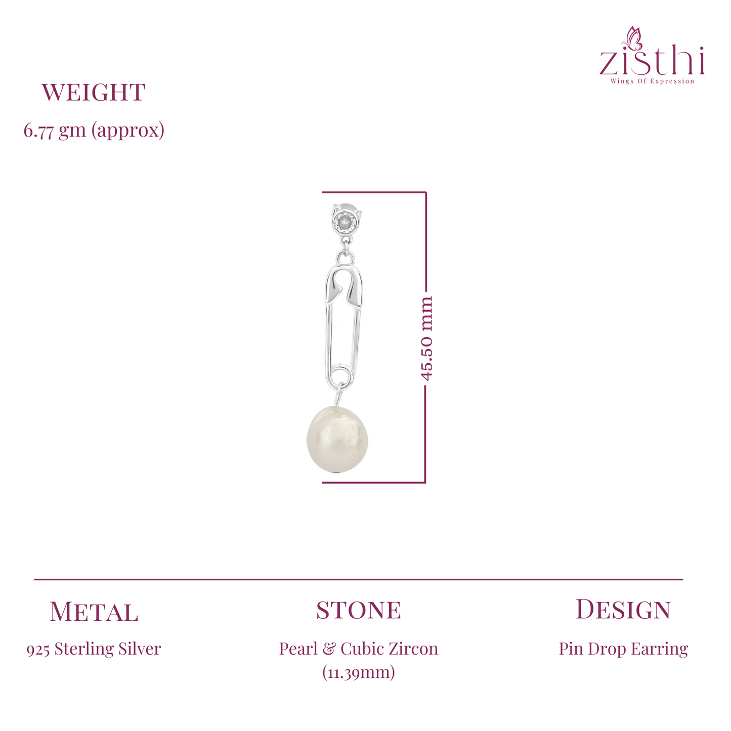Silver Pearl Drop Earring