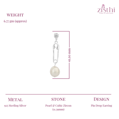 Silver Pearl Drop Earring