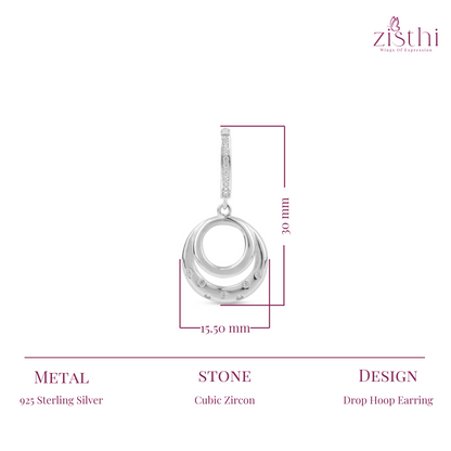 Silver Zircon Sparkling Big Hoop Earring 40MM