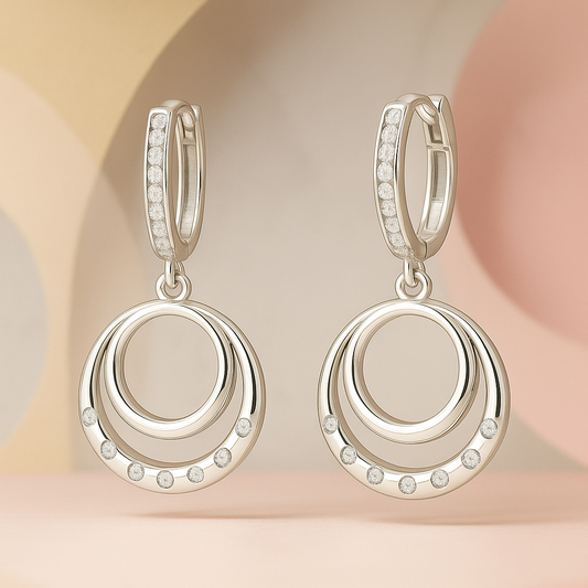 Silver Zircon Sparkling Big Hoop Earring 30MM