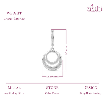 Silver Zircon Sparkling Big Hoop Earring 40MM
