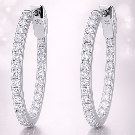 Silver Zircon Sparkling Inout Hoop Earring 20MM