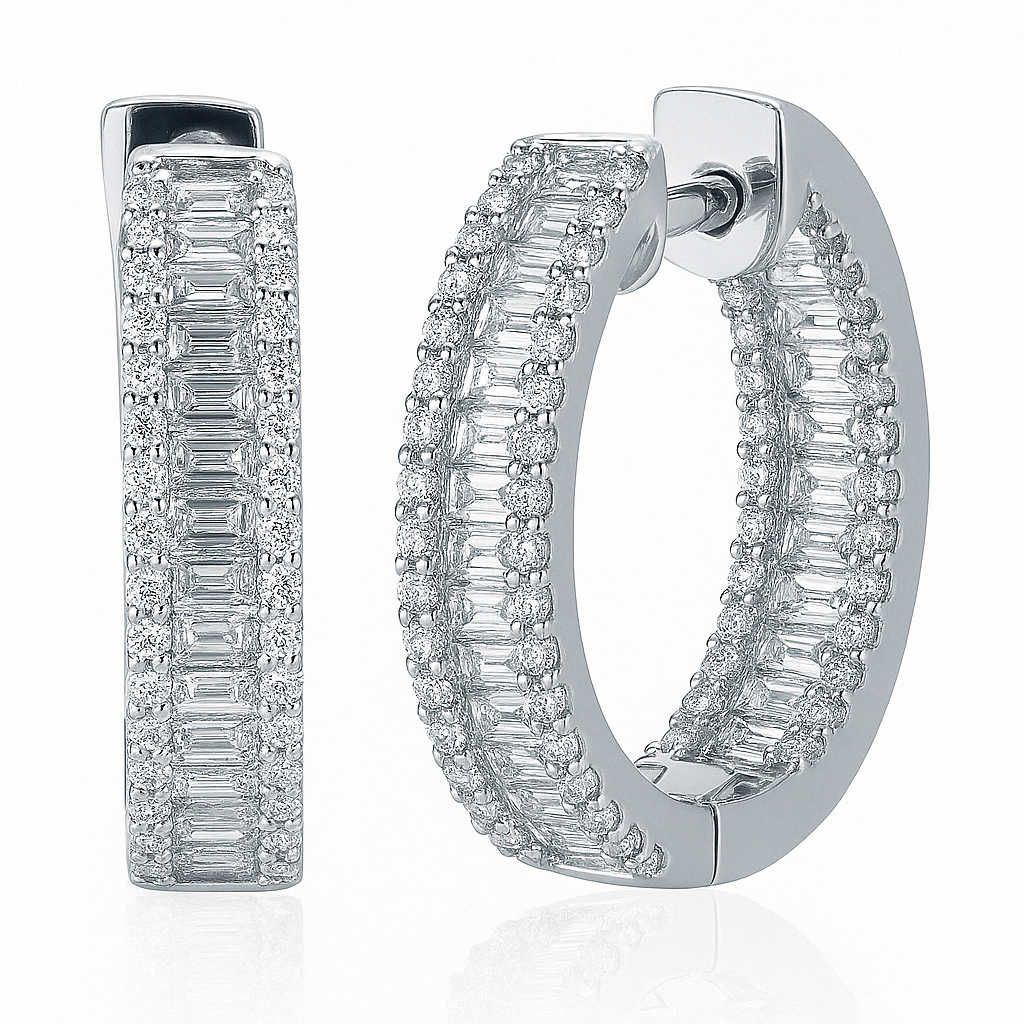 High-Shine Baguette Zircon Inside-Out Hoops