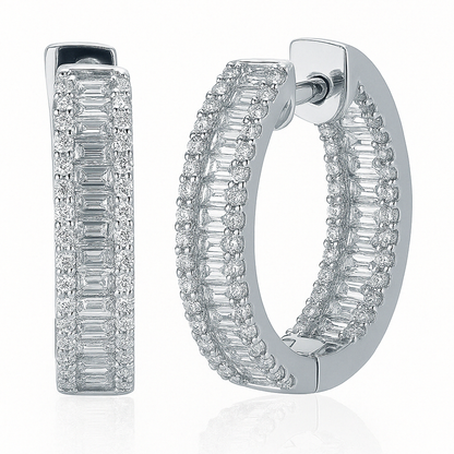 High-Shine Baguette Zircon Inside-Out Hoops