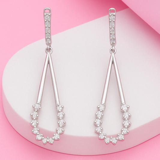 Silver Drop Earring with Zircon