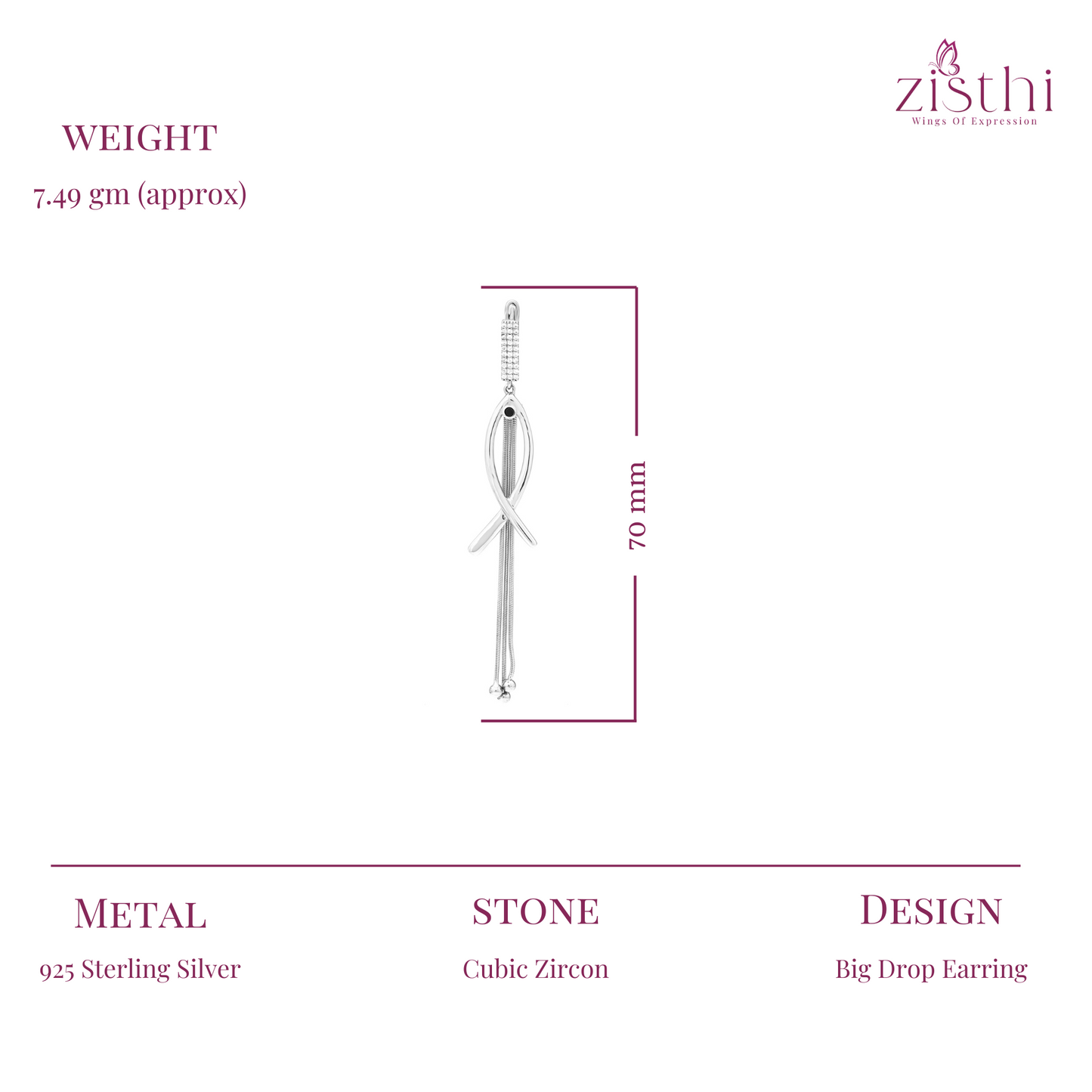 Silver Big Drop Earring