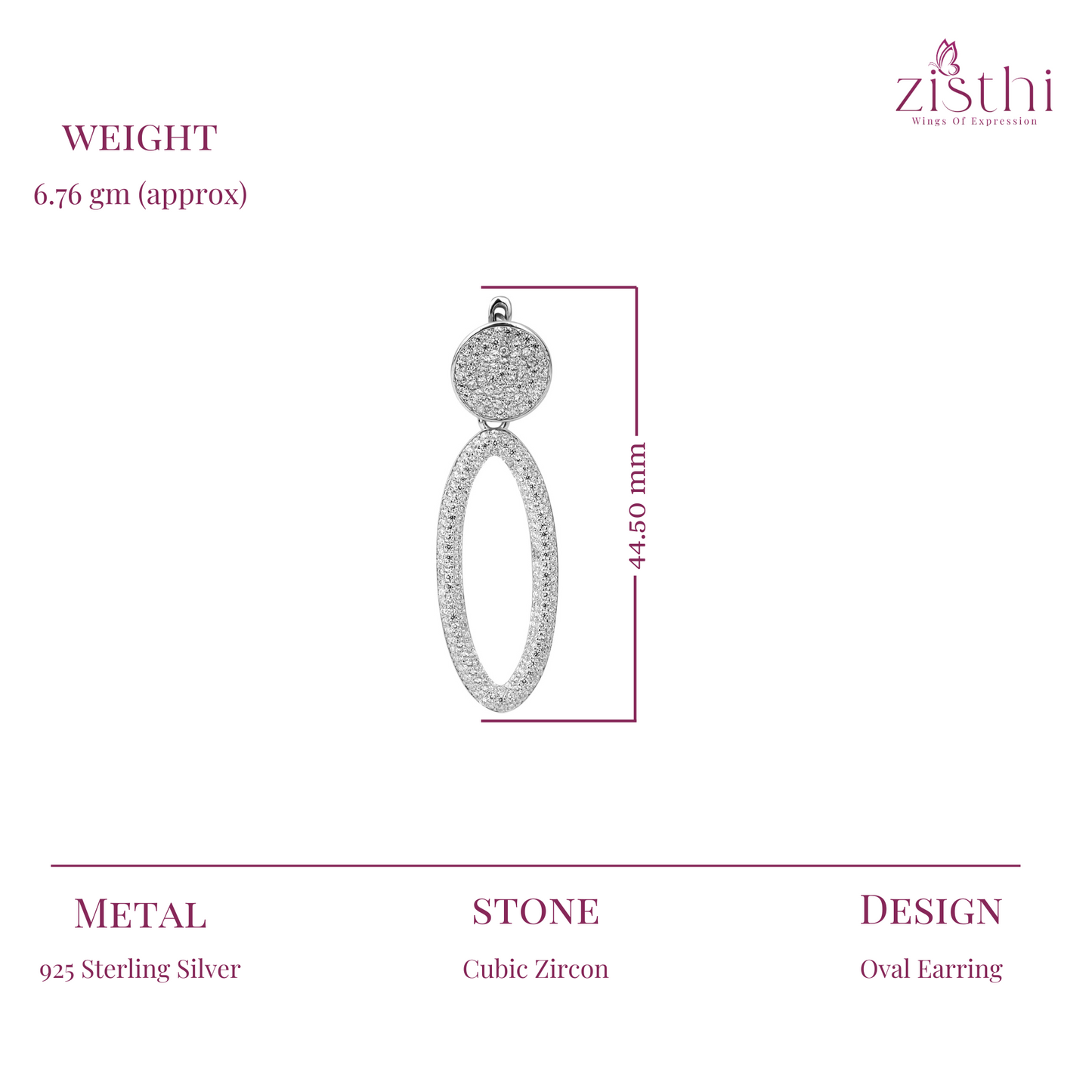 Oval Round Diamond Look Zircon Earring