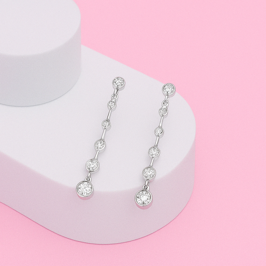 Silver Multi Long Link Dangle Earring