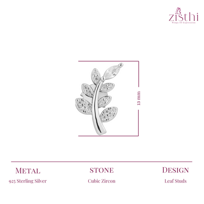 Leafy Grace Zircon Earring In 925 Sterling Silver