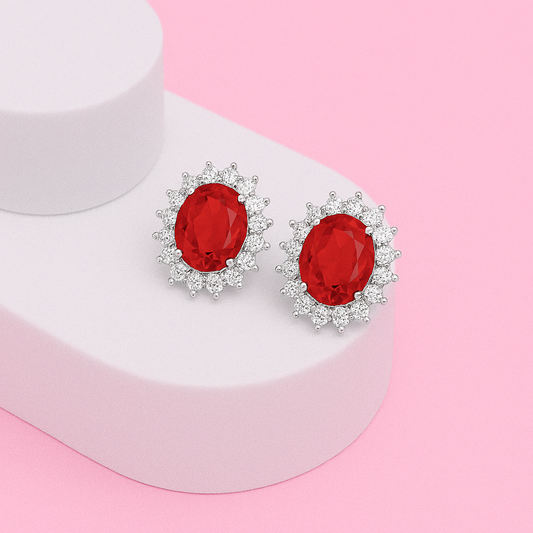 Princess Diana Inspired Ruby Silver Stud