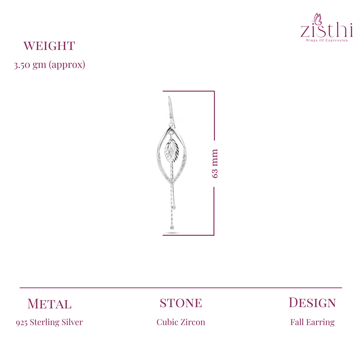Silver Falling Dew Diamond Cut Earring