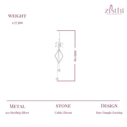 Bow Dangler Silver Earring