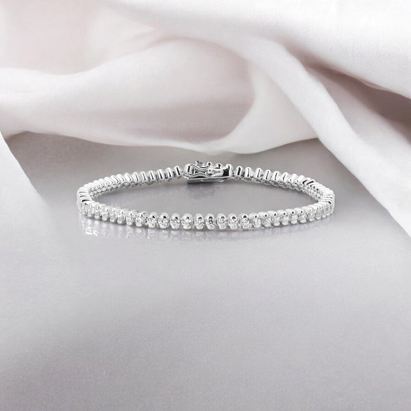 Half Bezal Tennis Silver Bracelet 7